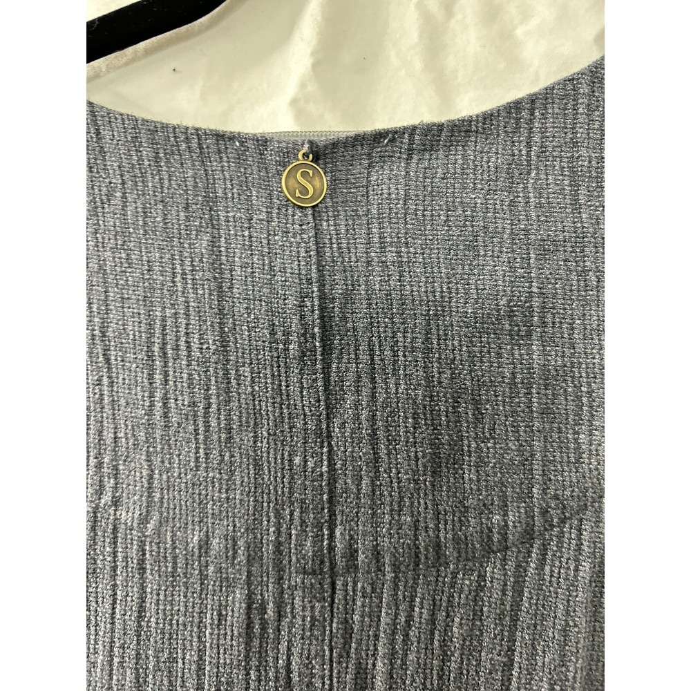 Soft Surroundings Crinkle Gauze Tunic XS Gray Rosette Pocket Boho Lagenlook - Picture 12 of 16